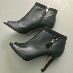 Vince Camuto Kevia Open Toed Leather Heel Booties